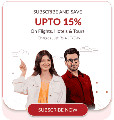 travel subscription offer banner for discounted flight hotel and tour booking deals