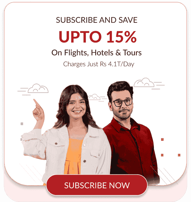 travel subscription offer banner for discounted flight hotel and tour booking deals